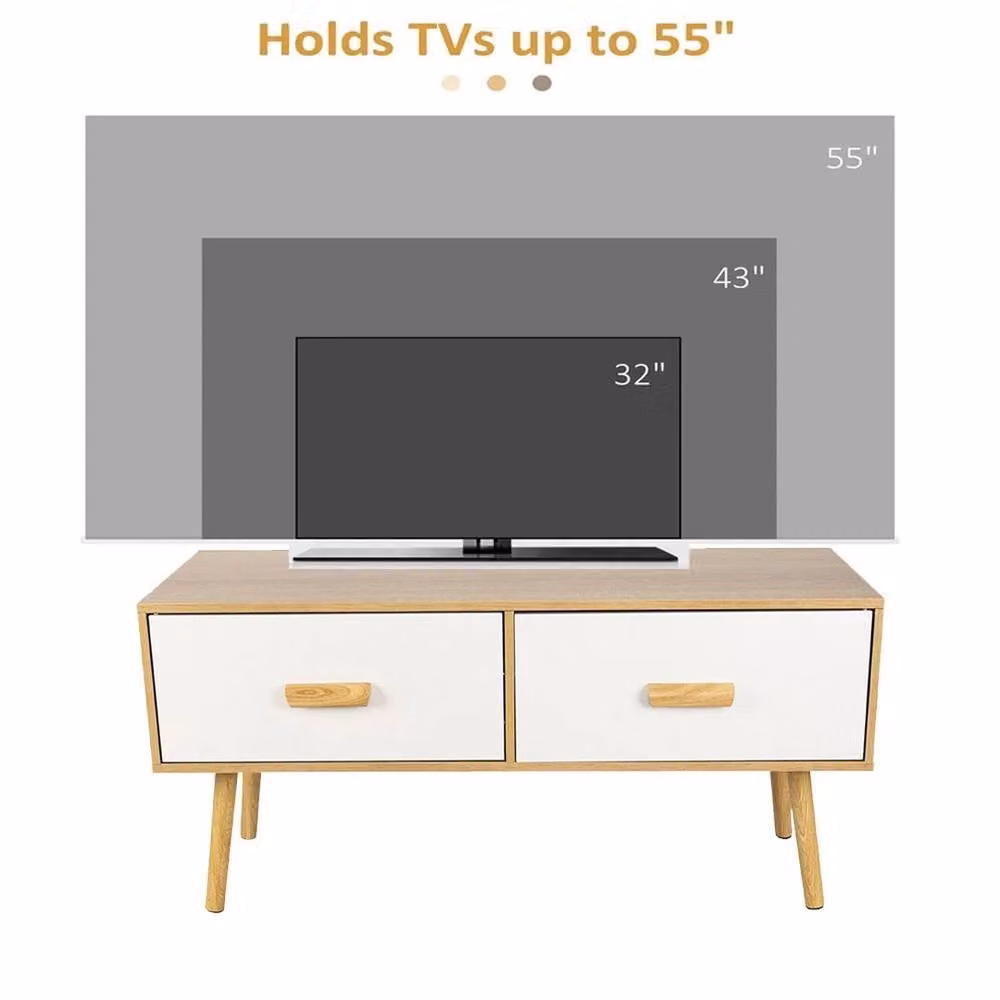 Kelvenix Brown and White TV Stand Media Storage for 55 inch Televisions – 2