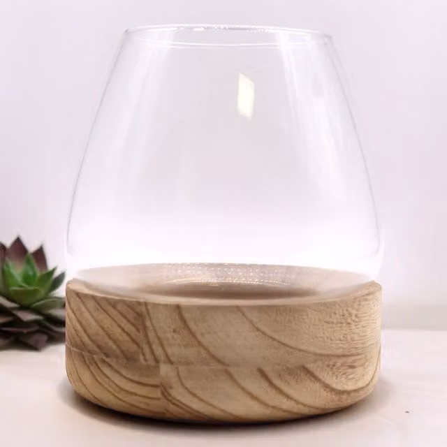 KDMD Large Tabletop Terrarium on Natural Brown Tung Wood