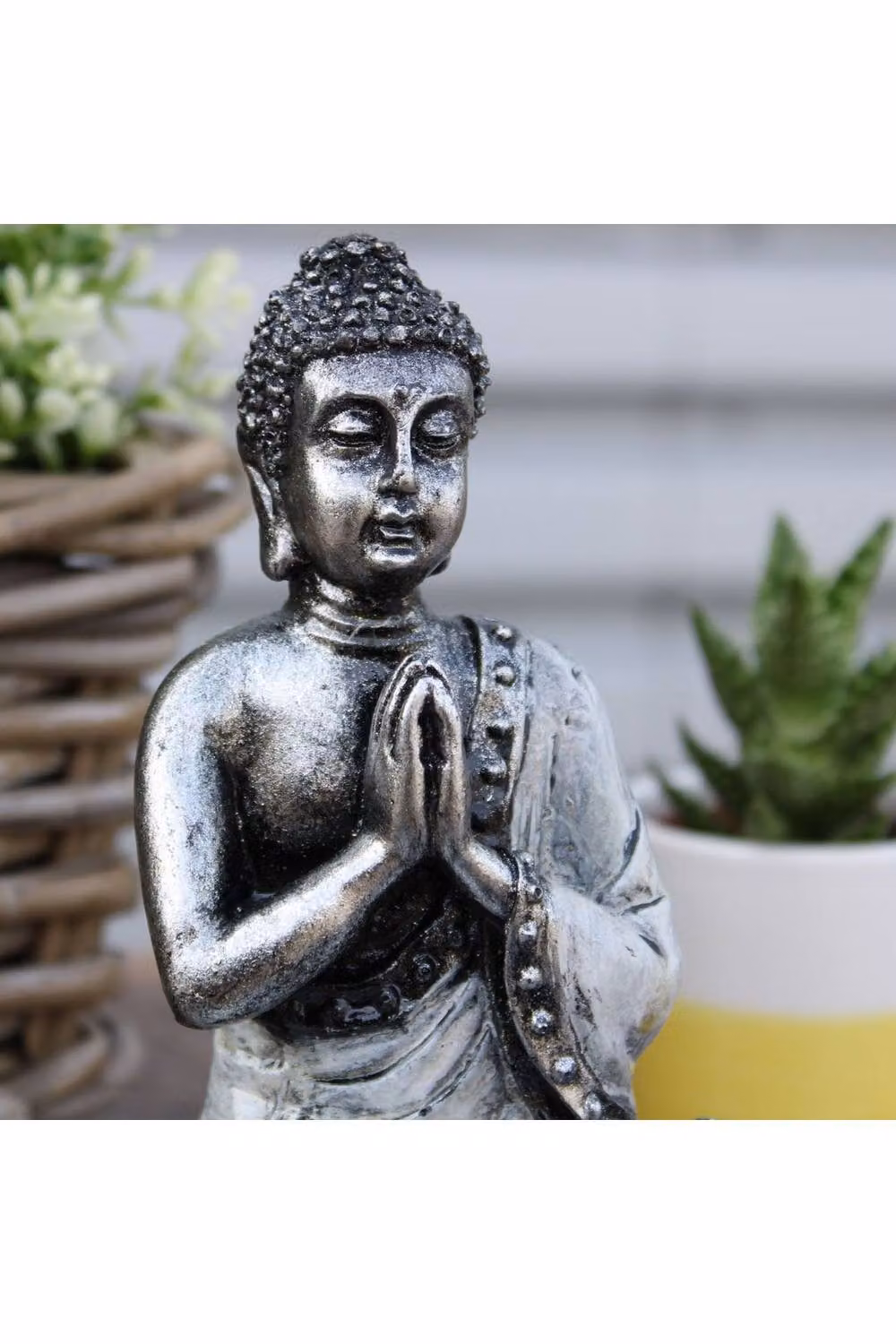KDMD Bali Hand-Painted Buddha Tealight Candle Holder in White and Grey – 5