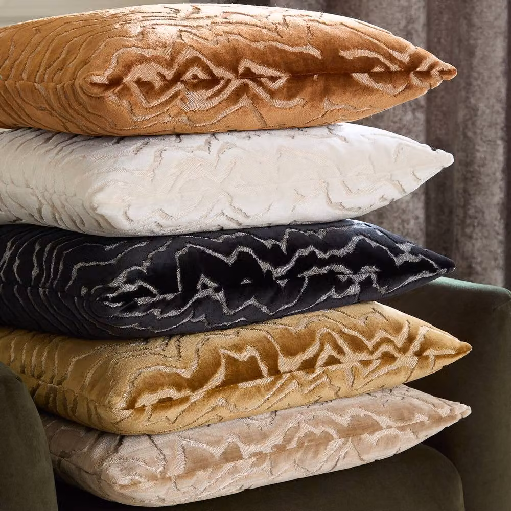 Paoletti Tierra Square Graphic Velvet Cushion in Beige, W/D/H: 50 x 50 x 50 cm – 3