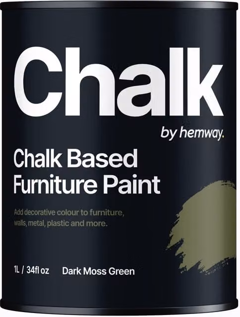 Hemway Chalk Based Furniture Paint in Flat Matt Dark Moss Green, 1L