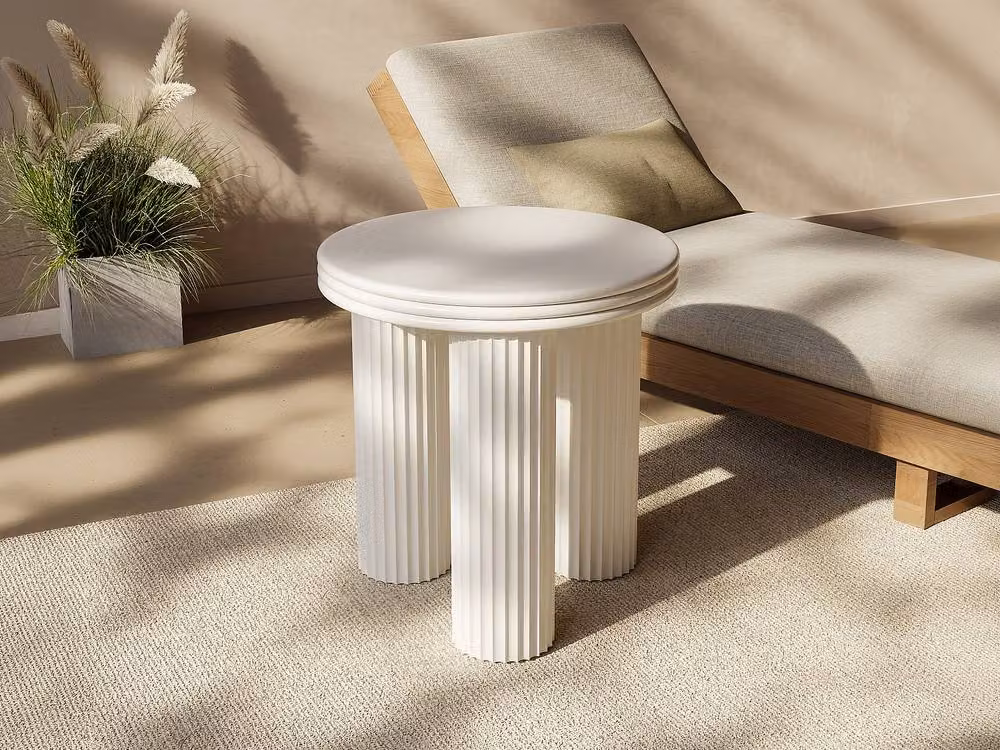 Vente-unique RAVOKA Metal Side Table in Cream, Height: 45 cm, W/D/H: 40 x 40 x 45 cm – 3