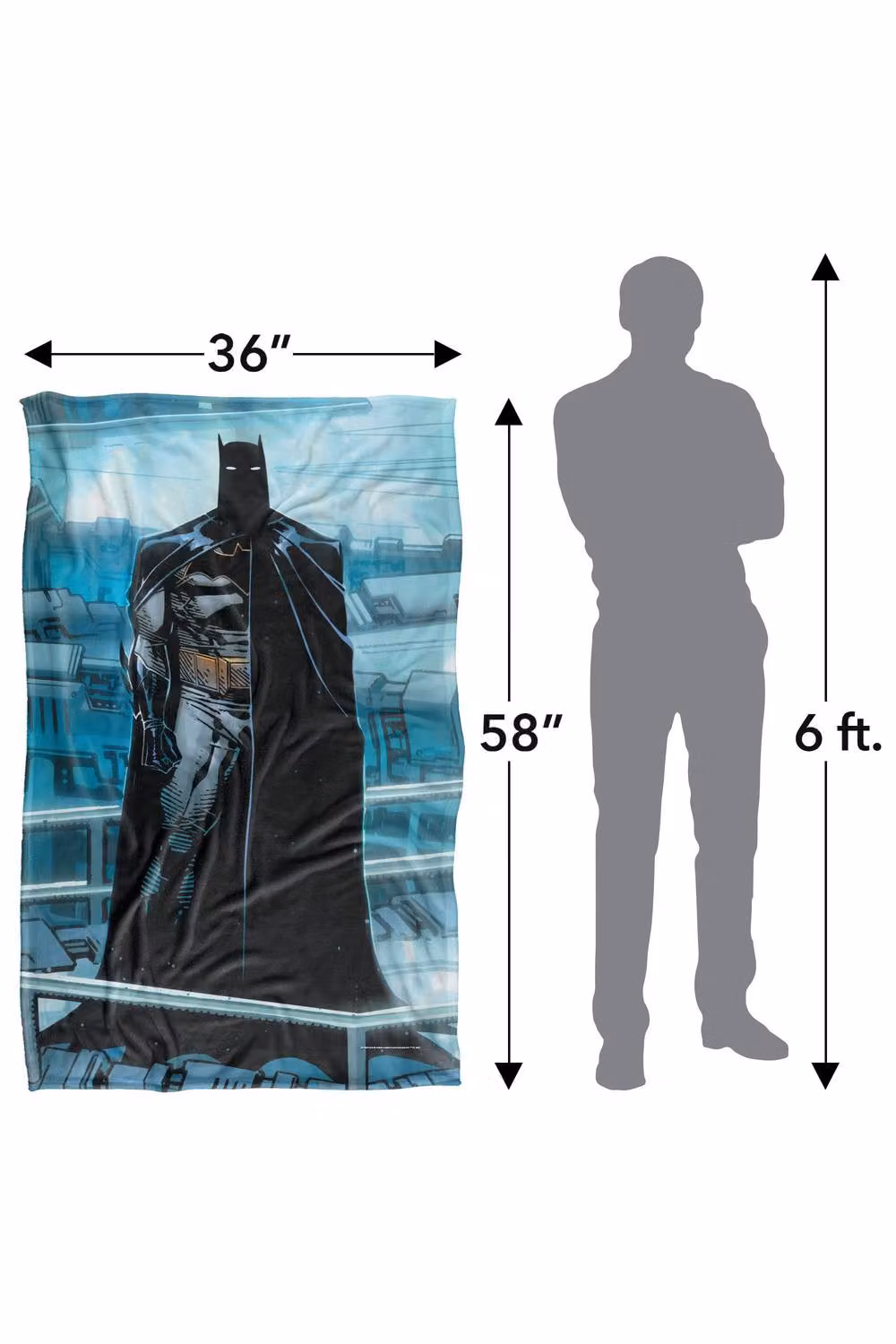 Warner Bros. Batman Batcave Silhouette Super Soft Silky Touch Throw Blanket, Large, Multicolour – 3