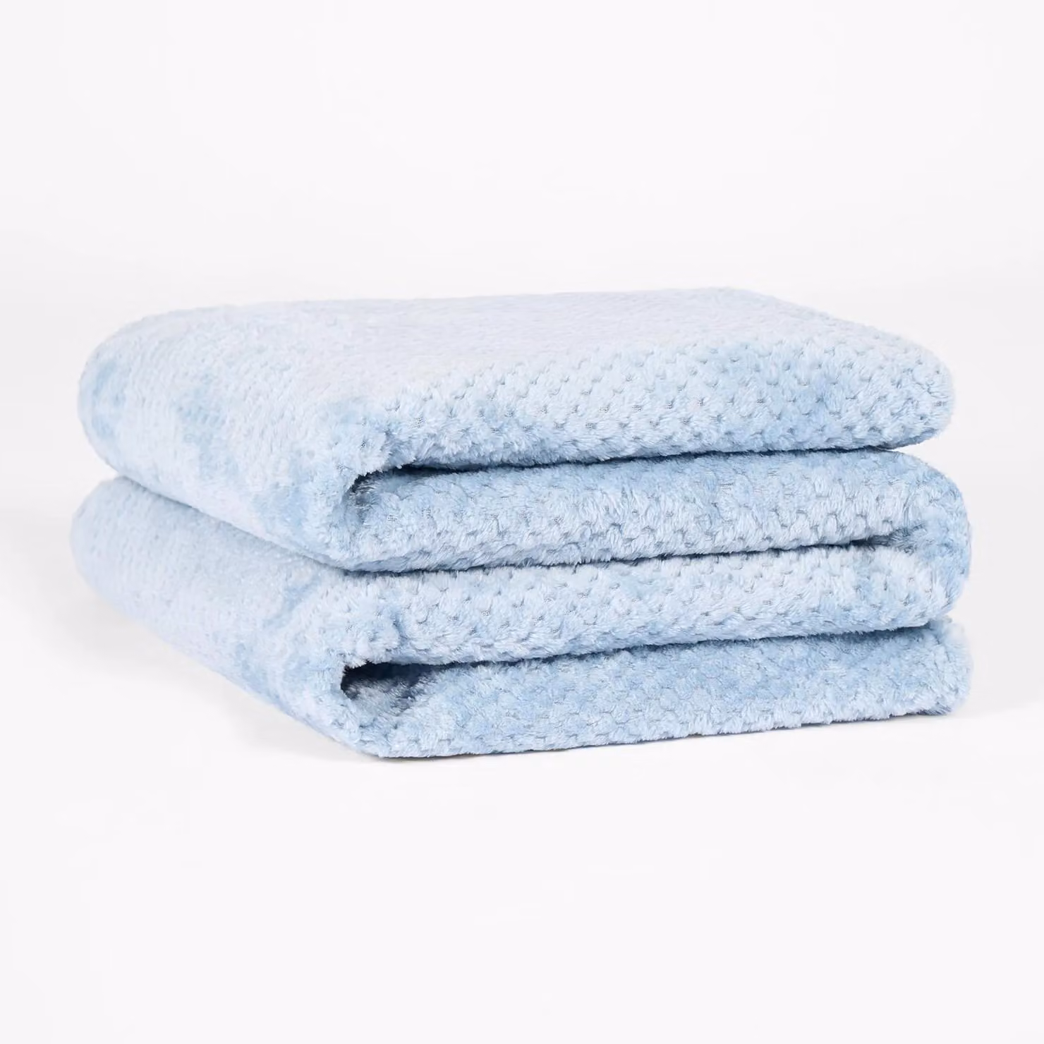 OHS Luxury Large Waffle Honeycomb Mink Warm Throw in Blue, W: 200 cm, D: 240 cm – 2