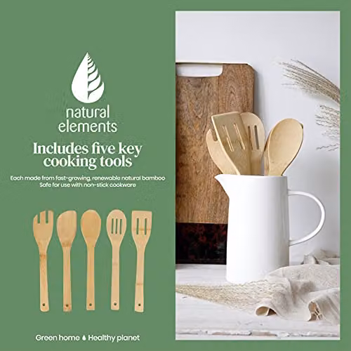 Natural Elements 5-Piece Bamboo Kitchen Utensil Set in Brown – 4