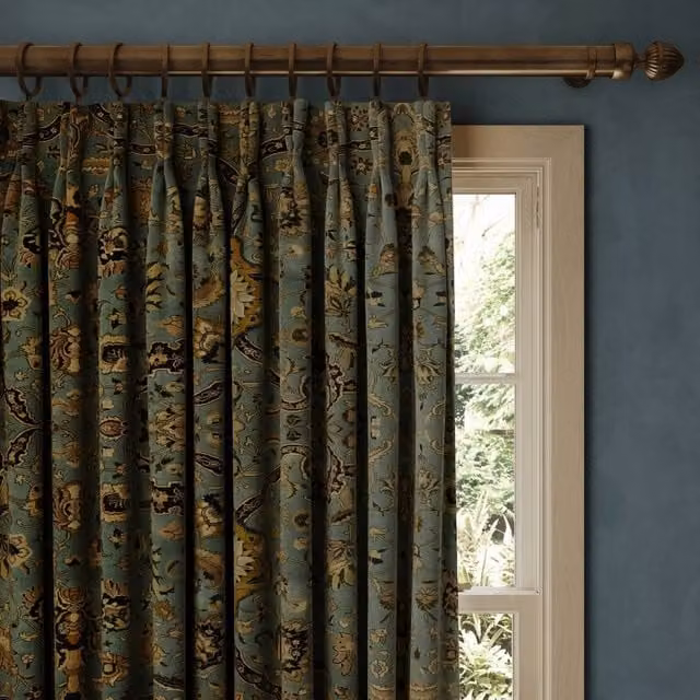 House of Hackney Zanjan Blue Velvet Fabric Curtain Panel
