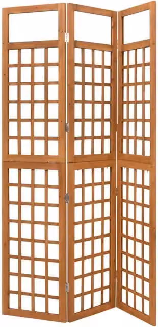 Berkfield Home 3-Panel Trellis Room Divider, Solid Fir Wood, Brown, W/H: 121 x 180.5 cm