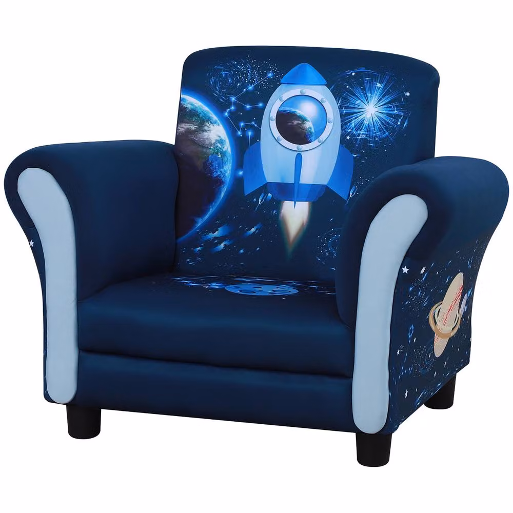 STILVORA Children's Armchair in Blue Polyester Fabric with Solid Wood Frame – 5