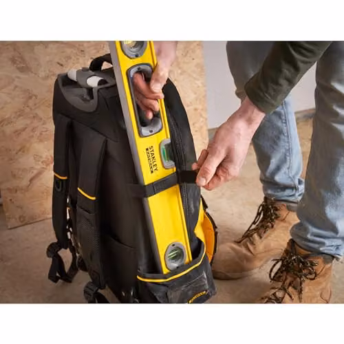 Stanley Fatmax Heavy-Duty Tool Bag Backpack on Wheels with Strap, Black and Multicolour – 8