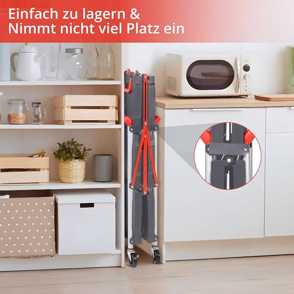London Boutique 3-Tier Folding Utility Cart Collapsible Service Cart Rolling Trolley in Grey – 5