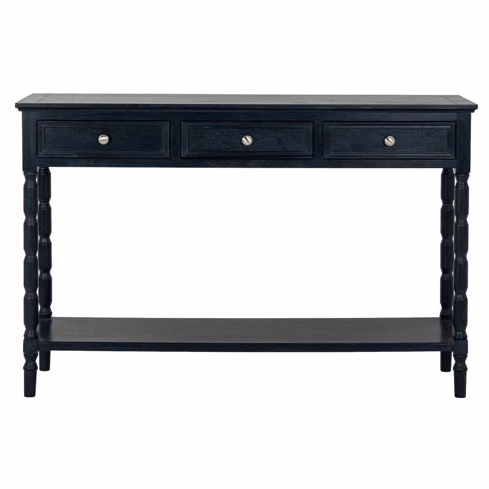 Lemon Pavilion Furniture and Decor Contour Collection 3 Drawer Console Table, Black, W: 120 cm, D: 33 cm, H: 80 cm – 2