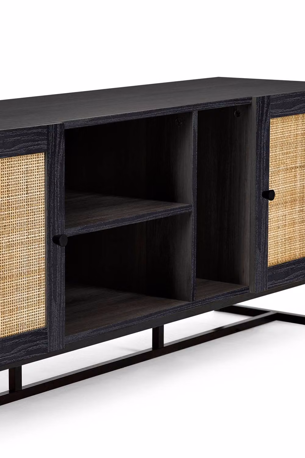 Julian Bowen Padstow Retro Black Rattan and Metal TV Unit – 5