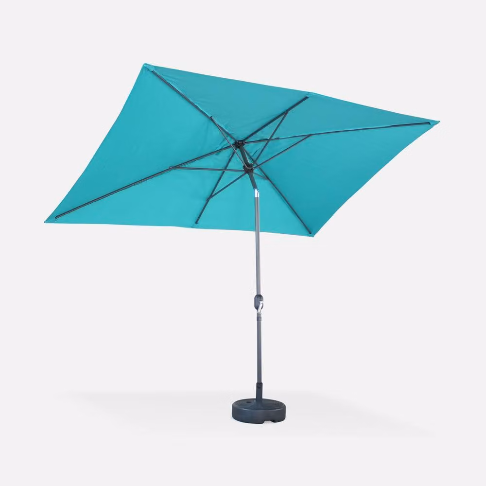 sweeek Rectangular Parasol in Turquoise with Central Pole – 2
