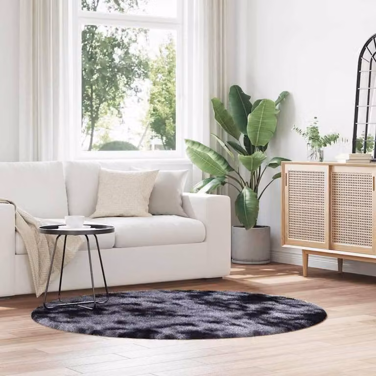 Berkfield Home NAVARRA Shaggy High Pile Round Rug, Dark Grey, Diameter: 160 cm