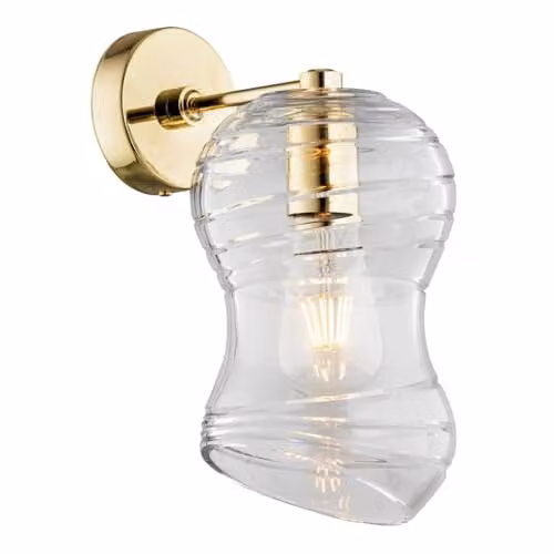 Argon Deportivo Modern Wall Lamp with Transparent Glass and Brass Steel Finish