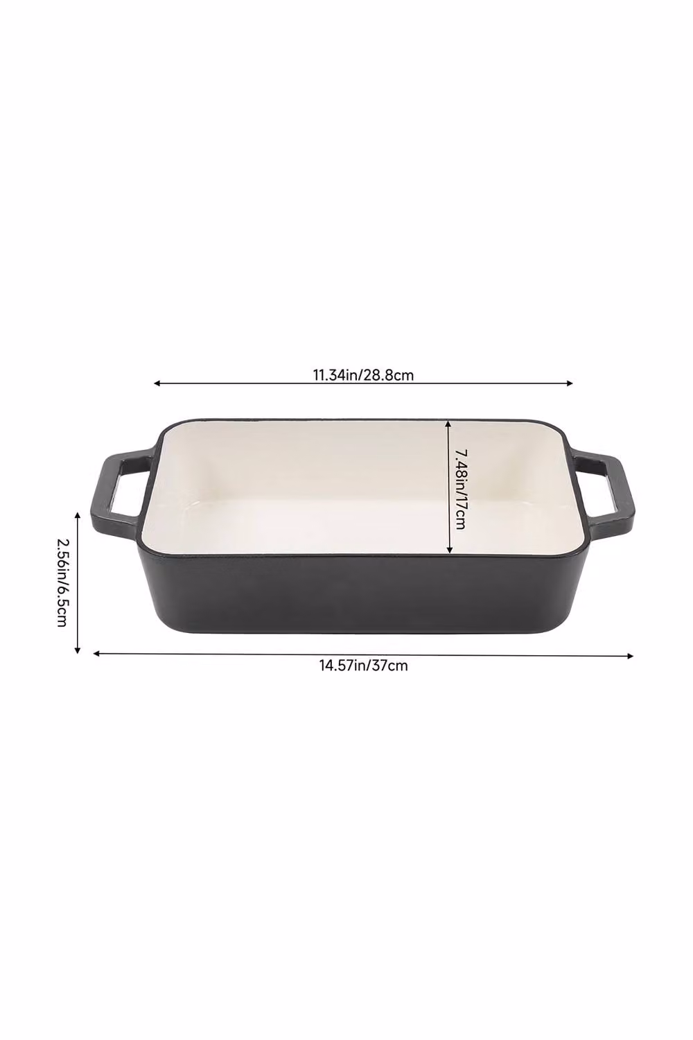 ExtraStar Enamelled Cast Iron Rectangular Casserole Dish with Handles, Grey – 6