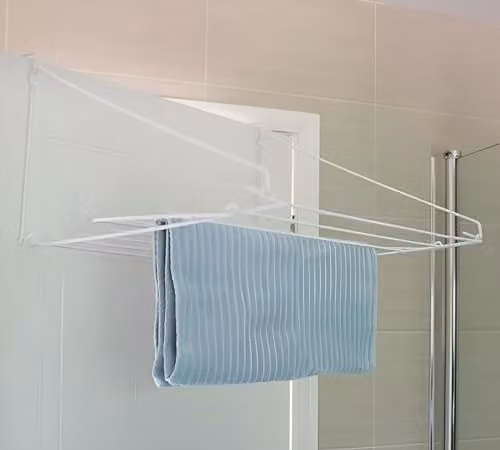 KAV Over Door Utility Dryer Clothes Airer in White, 7m Metal Laundry Towel Rail for Indoor and Outdoor Use – 3