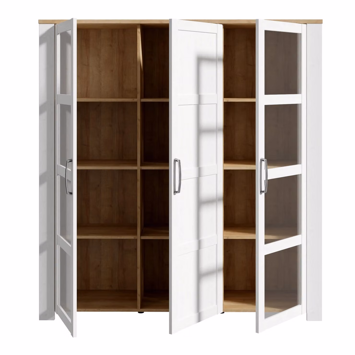 Furniture To Go Bohol Large Display Cabinet with 4 LED Lights in Riviera Oak and White – 2