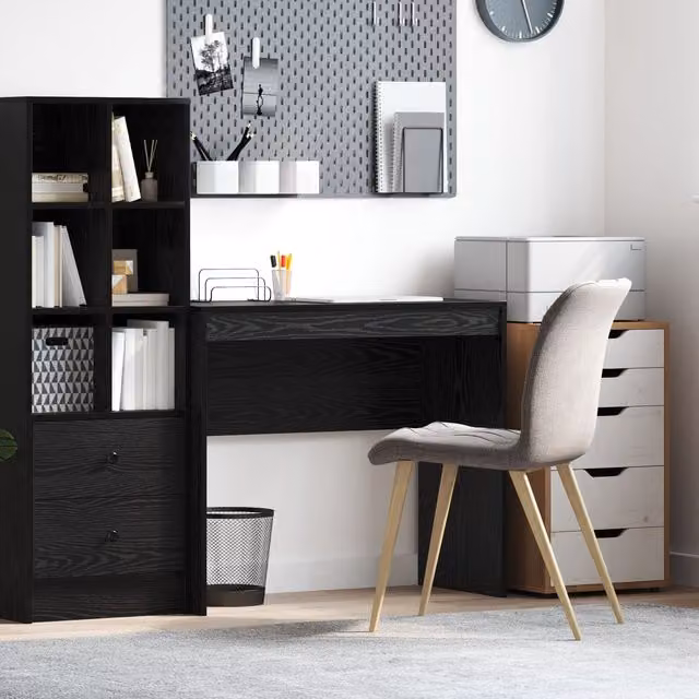Berkfield Home Modern Writing Desk in Black Oak, W/D/H: 90 x 40 x 76 cm