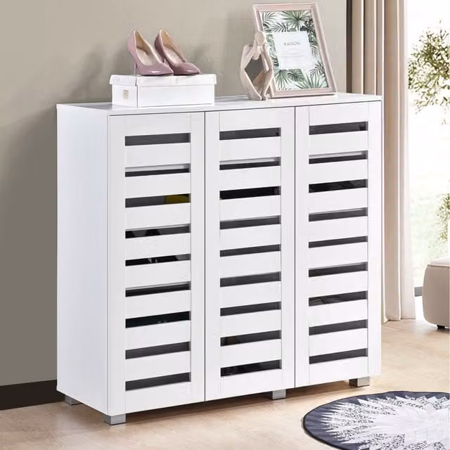 Swish Furniture Euston 3 Door Shoe Storage Cabinet Unit in White