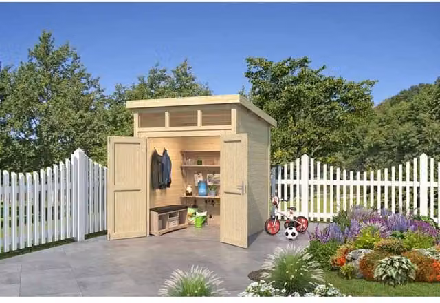 Lasita Maja Ltd Kibo 1-Log Cabin Garden Room and Home Office in Beige, W: 223.5 cm, D: 220 cm, H: 245.1 cm – 1