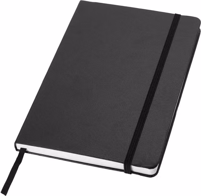 JournalBooks Classic Office Notebook Pack of 2, A5, Black, Lined Hardcover with Faux Leather Cover and Elastic Closure