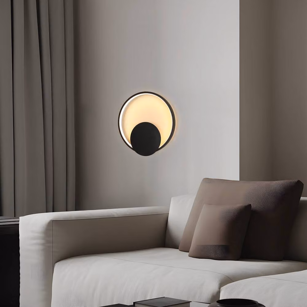 Goeco Modern Round LED Wall Light in Black with Warm White 3000K Glow – 3