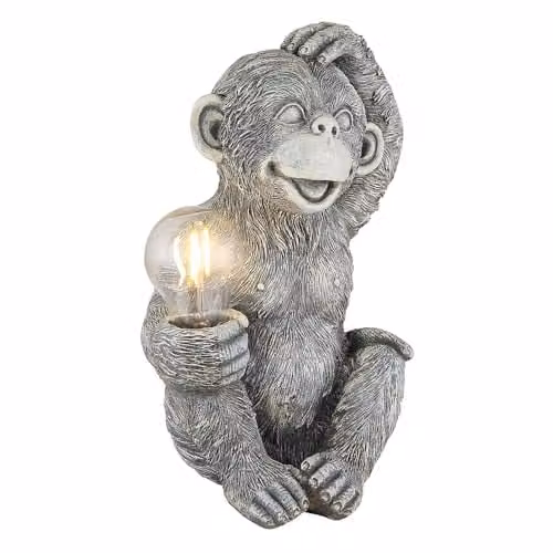 Globo Lighting Monkey Solar Garden Decoration LED Warm White Grey W/D/H: 20 x 15.5 x 27.5 cm – 1