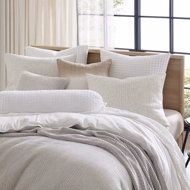 DKNY Pure Ribbed Jersey Super Kingsize Duvet Cover and Pillowcase Set, Grey, 200 x 200 cm