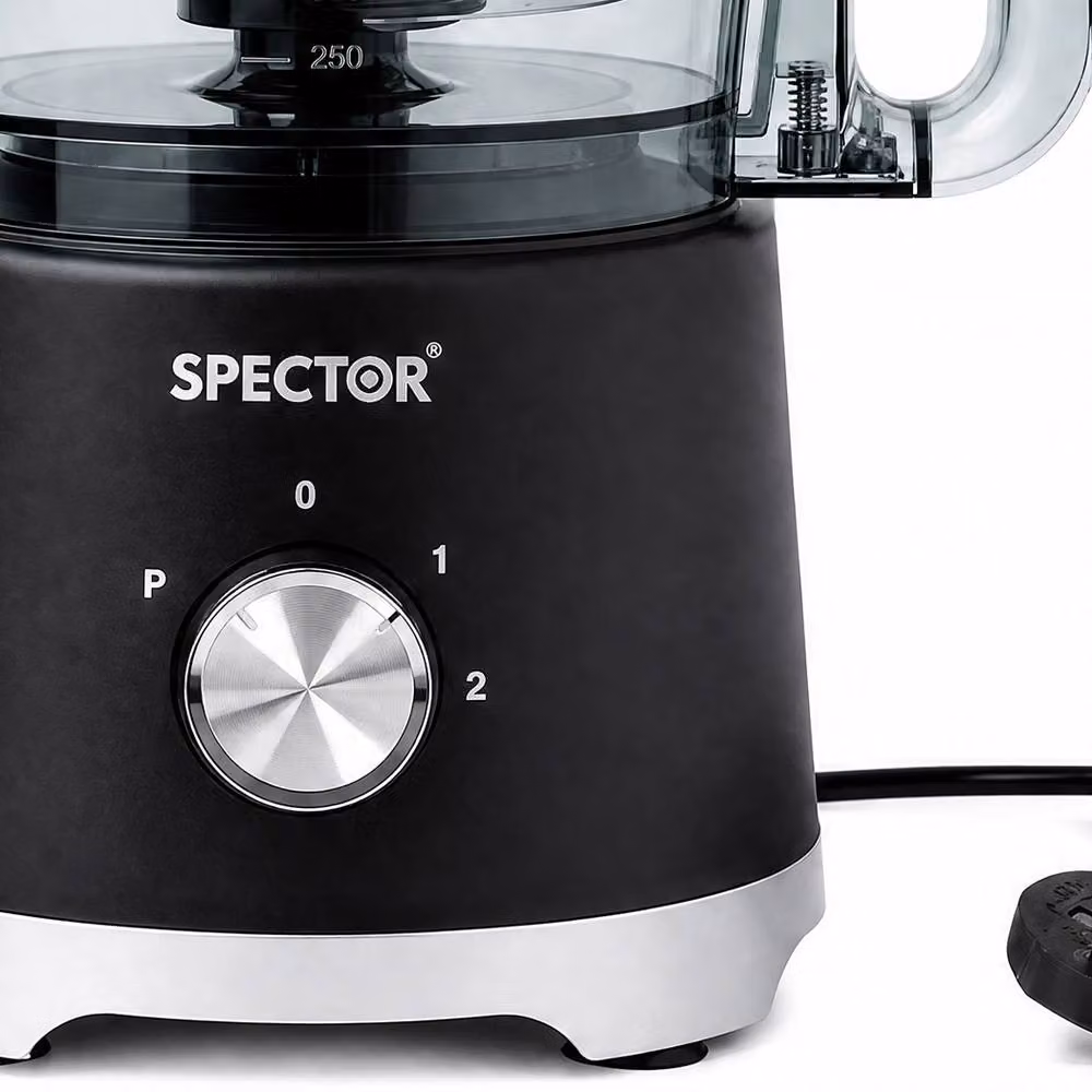 Spector Food Processor 1500W with 2.5L Bowl and 1.5L Glass Jug, Black – 5