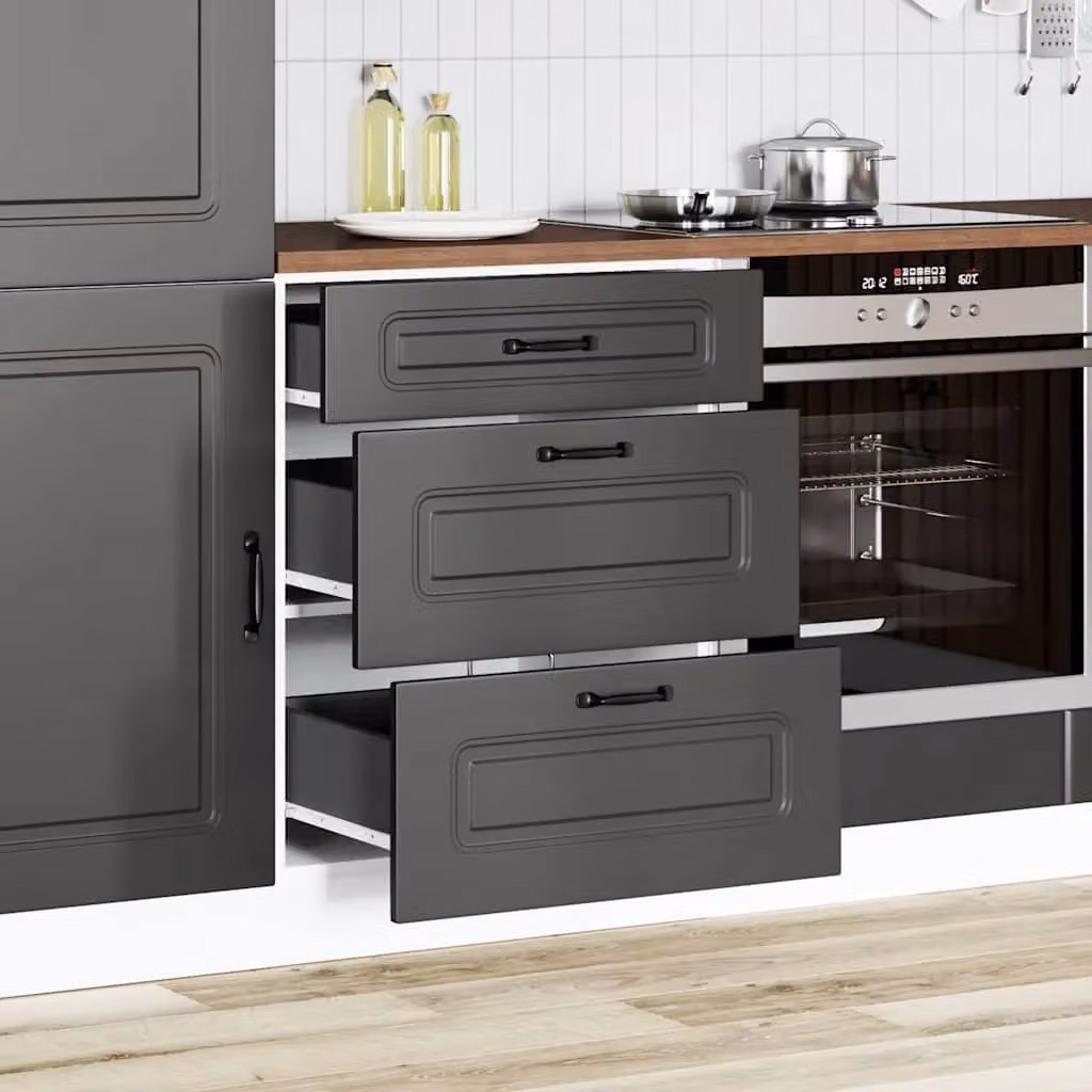 Berkfield Home Kalmar Black Matt MDF Kitchen Base Cabinet – 2