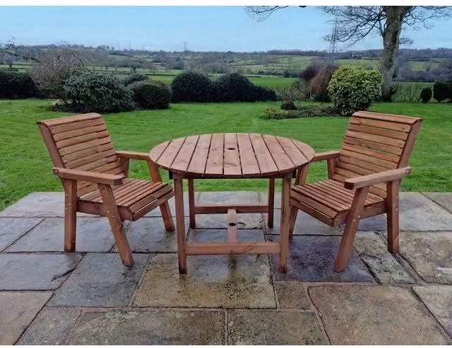 Churnet Valley Garden Furniture Ltd Valley 2 Seat Round Garden Set in Brown Pine Wood