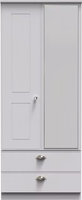 Ready Assembled 2 U Albert Grey 2 Door 2 Drawer Mirrored Wardrobe