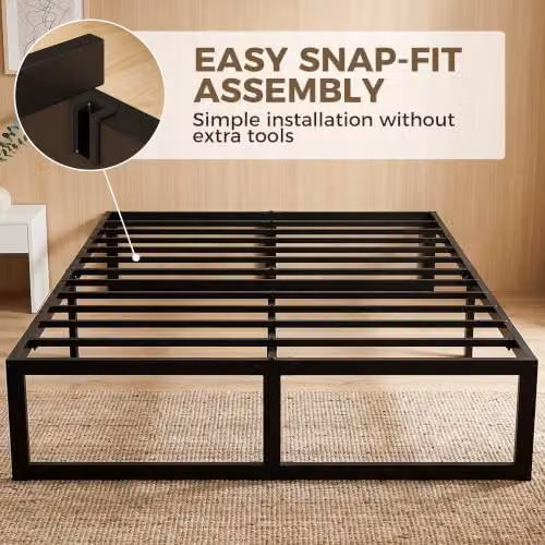 HOMCOM Double Bed Frame with Underbed Storage, Black, W/D/H: 140 x 200 x 32.5 cm – 5