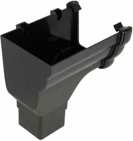 FloPlast Cast Iron Effect Ogee Gutter Stopend Outlet Left Hand, Black, 110mm x 80mm