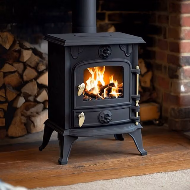 RoyalFire 5kW Cast Iron Multifuel Wood Burning Stove in Black or Grey