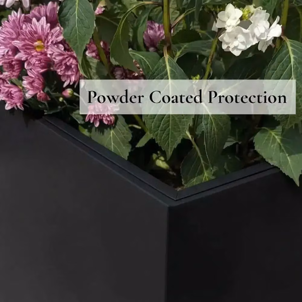 Access Garden Products Galvanised Steel Trough Planter, Matte Black, W: 25 cm, D: 75 cm, H: 90 cm – 5