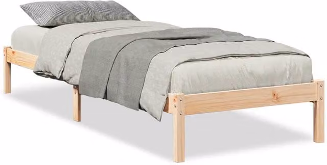 Berkfield Home Extra Long Solid Wood Pine Bed Frame in Natural, W: 90 cm, L: 210 cm