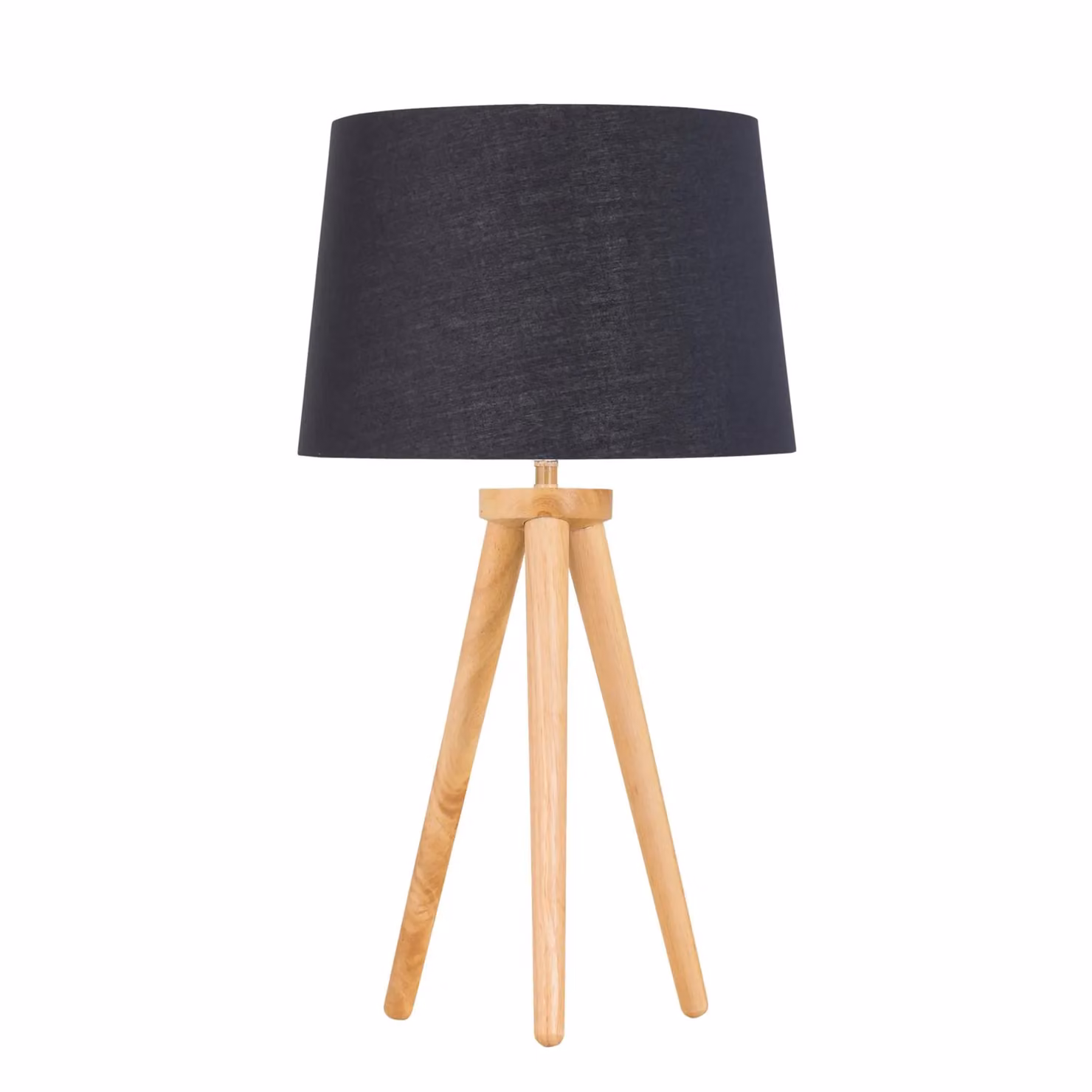 First Choice Lighting Set of 2 Light Oak Table Lamps with Black and Gold Fabric Shades in Brown, H 51 cm x W 28.5 cm x D 28.5 cm – 2
