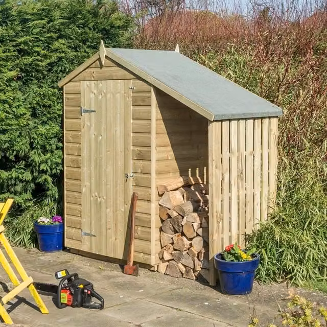 Rowlinsons Oxford 4x3 Timber Lean To Shed with Pent Roof in Brown, W194 x D95 x H195 cm