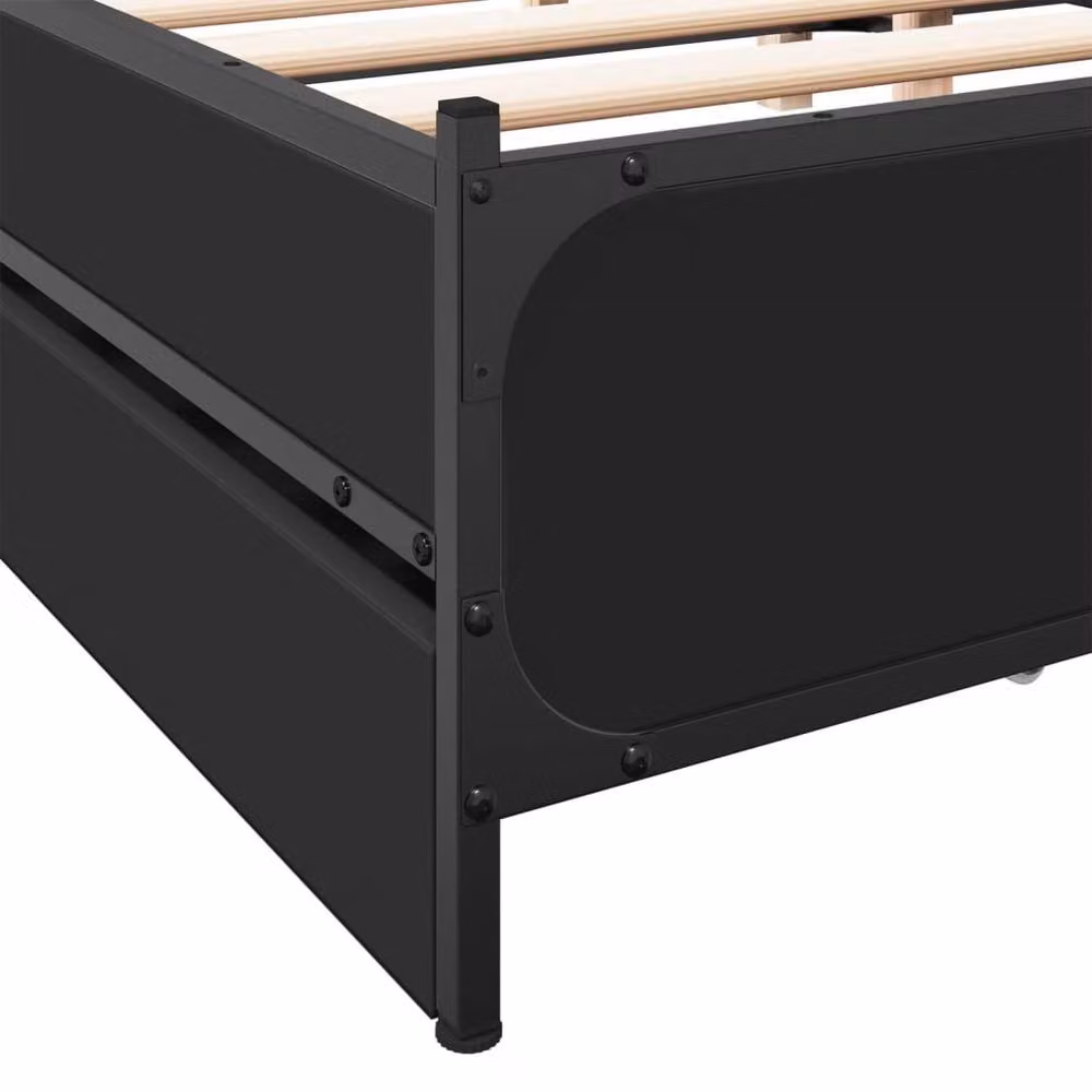 Berkfield Home Double Bed Frame with Drawers, Black, W: 135 cm, D: 190 cm, H: 56.5 cm – 5
