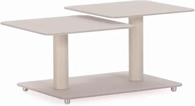 CALICOSY KAYA Swivel Coffee Table with Square Glass Tops in Beige, Length: 114 cm