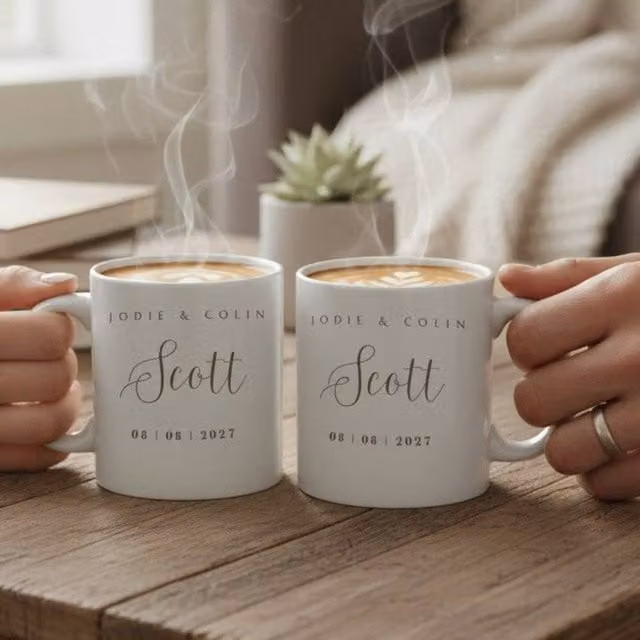 Aye Do Gifts Personalised Surname Wedding Mug Gift Set in White