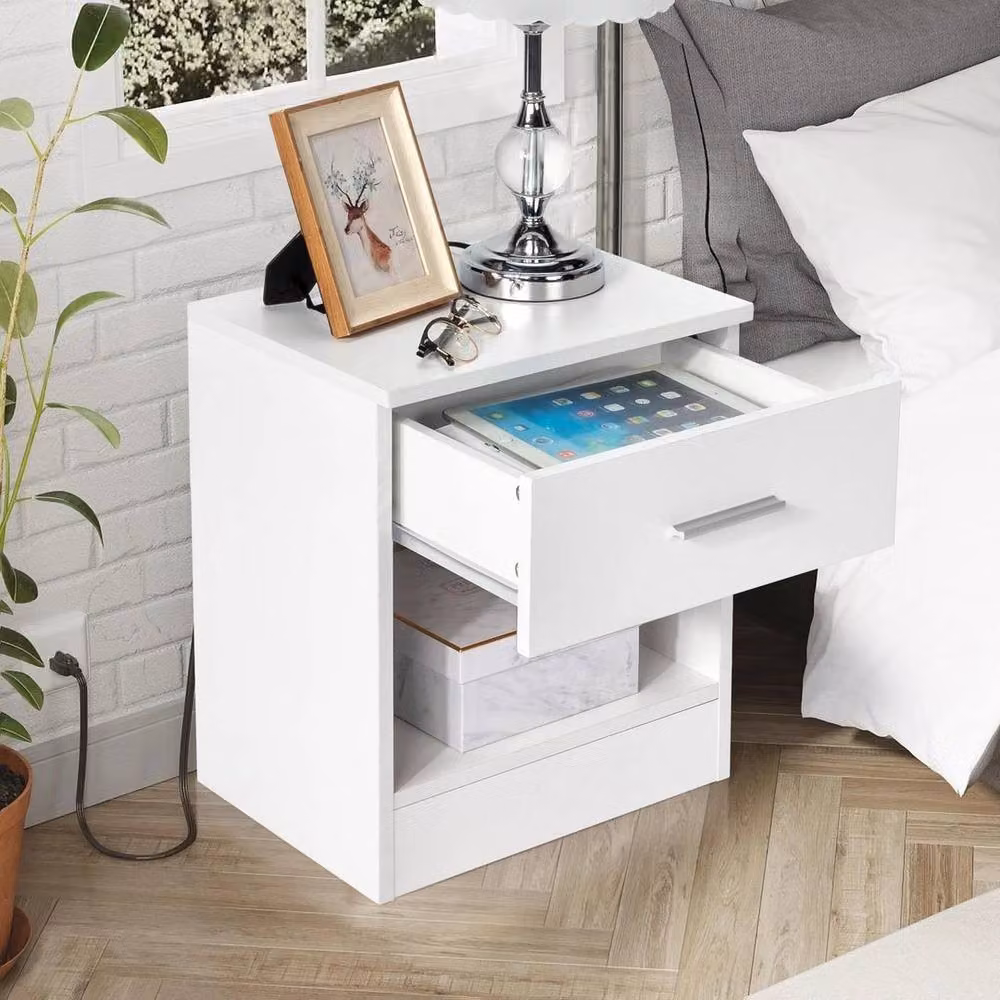 KORVIXA Minimalist Bedroom Bedside Table Storage Cabinet in White, W/D/H: 100 x 100 x 100 cm – 2