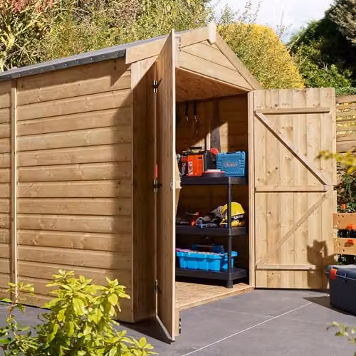 Rowlinson Premier Shiplap Windowless Double Door Apex Shed in Brown, W: 182.88 cm, D: 244.0 cm, H: 220.0 cm – 2