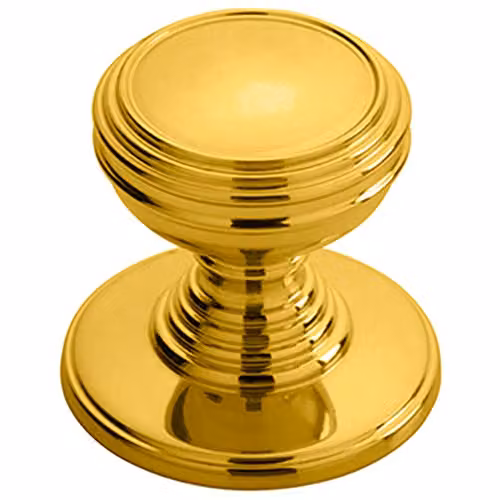 Loops Polished Brass Ringed Tiered Cupboard Door Knob, 30mm Diameter