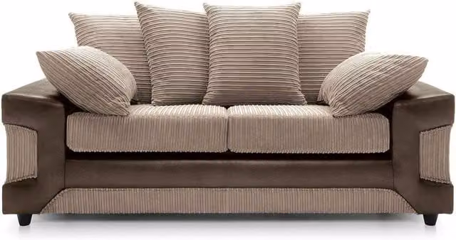 Furniture786ltd DINO 3 Seater Jumbo Cord Fabric Sofa in Brown and Coffee