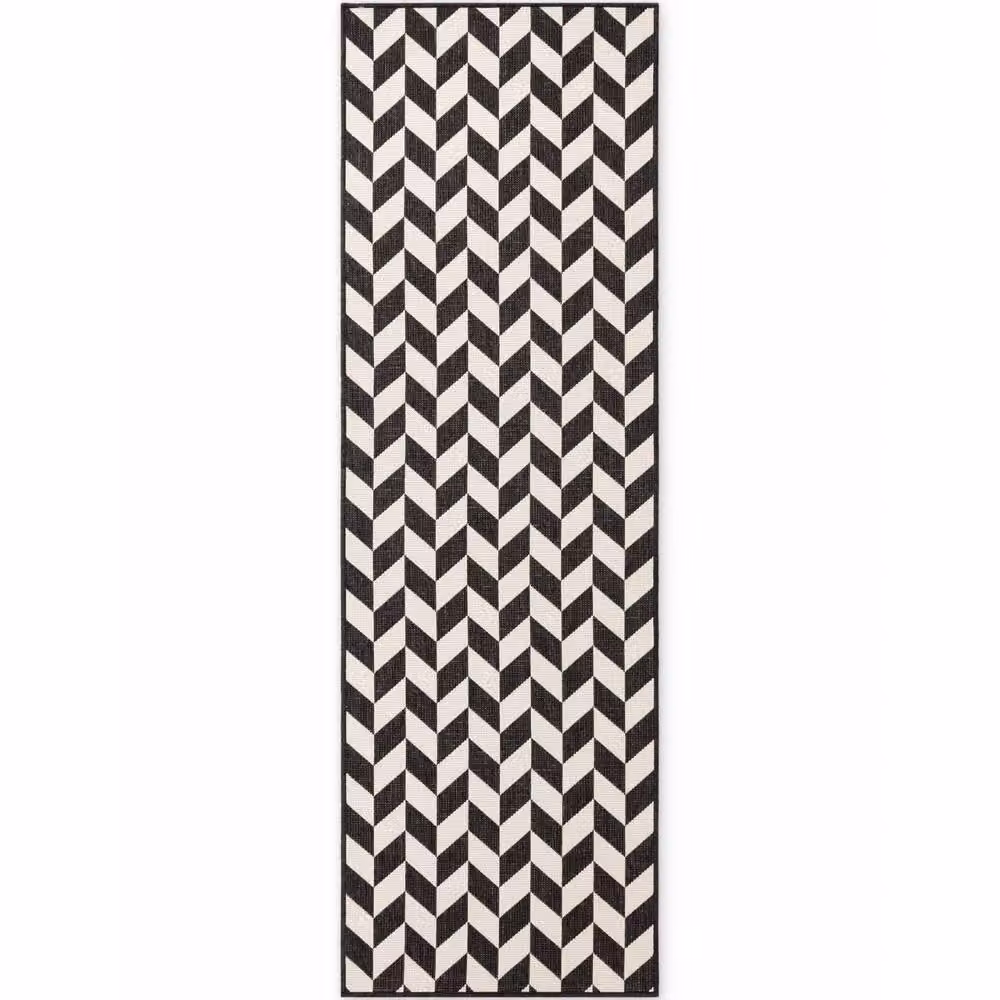 Ted Baker Terrick Reversible Indoor Outdoor Chevron Design Rug in Black, W/D: 200 x 300 cm – 11