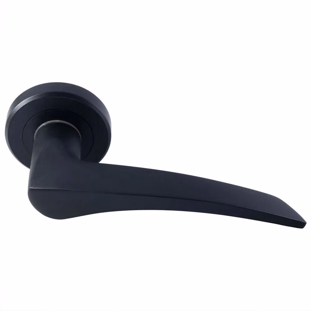 Loops 2x Pair Arched Tapered Handles with Round Rose Concealed Fix in Matt Black Finish – 2