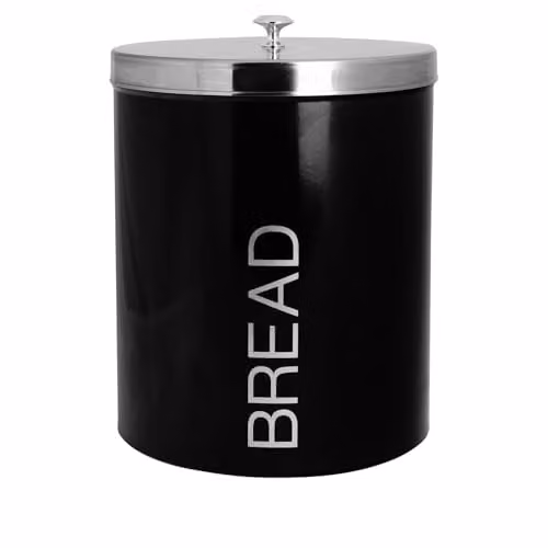 Harbour Housewares Metal Bread Bin in Black with Airtight Lid – 1